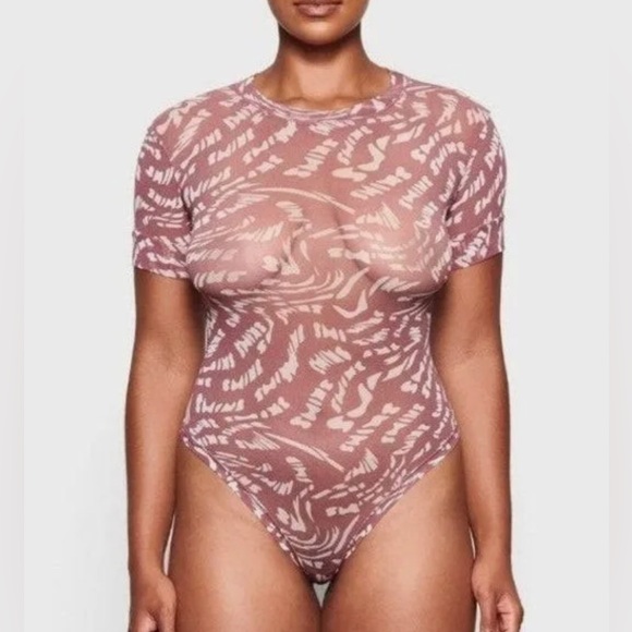 SKIMS Tops - BOGO FREE NWT SKIMS SUMMER MESH RASPBERRY SWIRL BODYSUIT